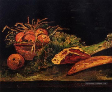 Nature morte avec de la viande de pommes et un rouleau Vincent van Gogh Peinture à l'huile